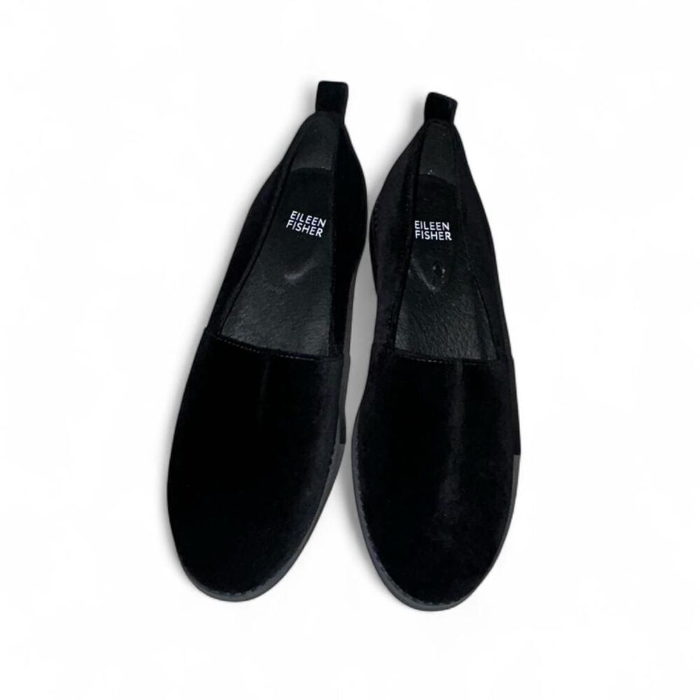 Eileen Fisher Black Demi 3 Velvet Flat Loafers Size 7